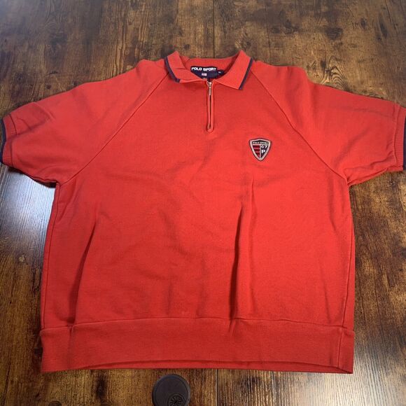 Vintage Polo Ralph Lauren 1/4 Zip Shirt Men's X Large Sport 67‎ Crest 90's - Picture 1 of 5